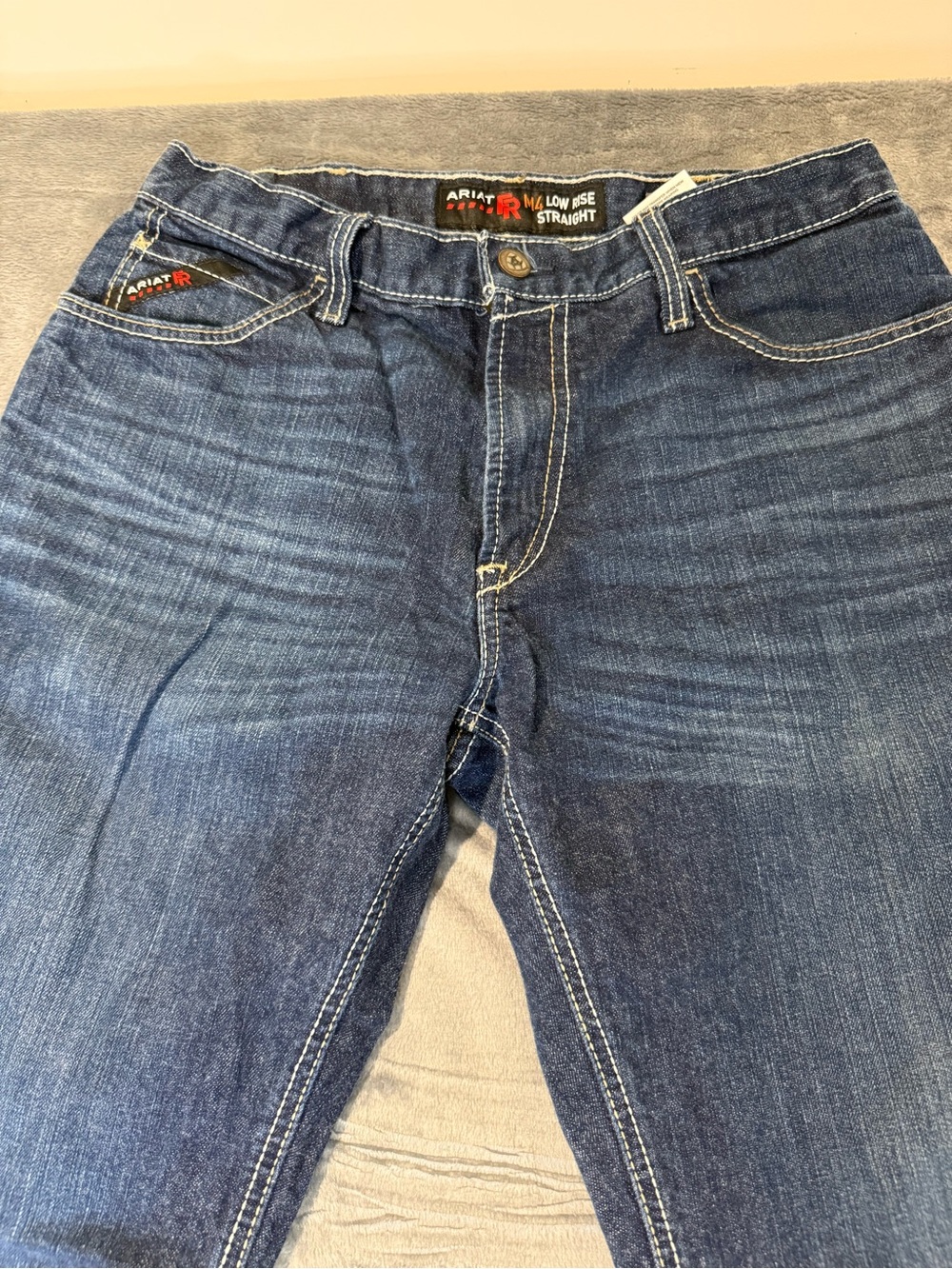 Ariat Men’s Blue Straight Low-Rise FR Jeans 34x30